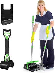 Pooper Scooper with Bag Attachment 50" Long Handle Poop for Dogs Dog Yard Large - Picture 1 of 1