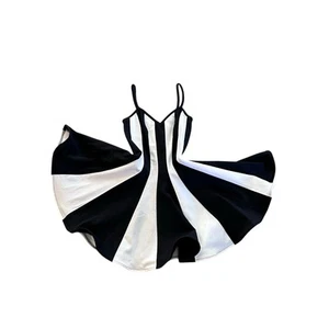Vintage Climax by David Howard Black White Striped Print Mini Dress Size 6 goth - Picture 1 of 11