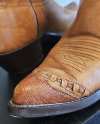 J. Chisholm Mens Tan Exotic Wingtip Cowboy Size 10.5D - Image 1 of 4