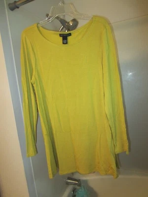 NUEVO CON ETIQUETAS Mujer Camiseta Manga Larga Elegante Joan Vass Nueva York Talla L Dorado Mostaza Foto 1 de 4