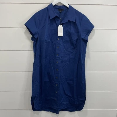 Universal Standard Shirt Dress Womens XS Short Sleeve Button Front Pocket Navy - Image 1 of 4