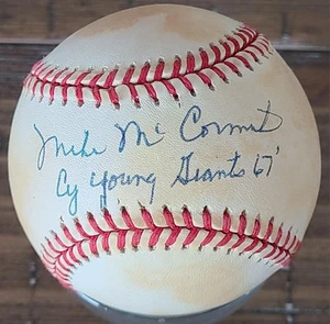 MIKE MCCORMICK SIGNIERT ONL COLEMAN BASEBALL YANKEES GIANTS ORIOLES CY YOUNG DEC - Bild 1 von 2