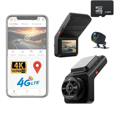 64GB 4K 4G LTE Car Dash Cam Vehicle GPS Logger Live View Recorder 24H Parking - Image 1 of 4