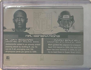 1 /1 MARK BRUNELL  R. JAY SOWARD ROOKIE 2000 PACIFIC PRINTING PLATE JAX JAGUARS - Picture 1 of 2