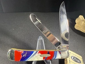 RARE 2000! CASE XX RED, WHITE & BLUE TRAPPER KNIFE 3254 "CARBON STEEL!" - Picture 1 of 8