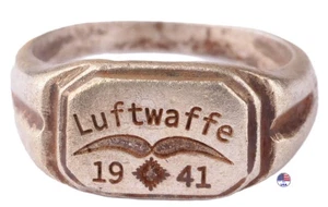 Luftwaffe 1941 Fuerza Aérea 835 Plata Segunda Guerra Mundial Anillo Alemán Segunda Guerra Mundial Alemania Ejército Wehrmacht - Imagen 1 de 16