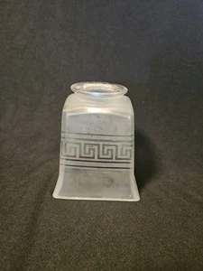 Vintage Acid Etched Frosted Greek Key Pattern Glass Shade Antique Small - Picture 1 of 10