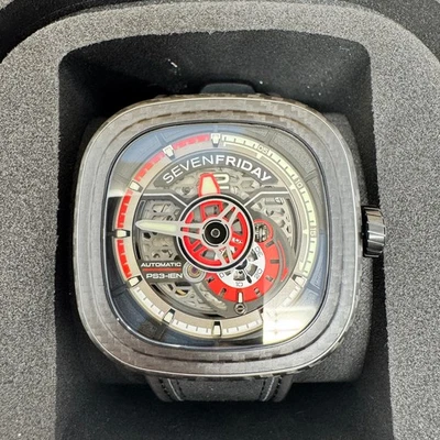 SevenFriday Men's Watch P-Series Ruby Carbon Black Strap Power Reserve PS3-02 - Image 1 of 4
