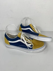 Vans Old Skool Herren 9,5 Damen 11 blau gelb Wildleder Canvas Schachbrett Skate - Bild 1 von 6