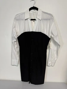 NUEVO Mini Vestido Maeve Anthropologie Negro Blanco "Twofer" Espalda Dividida Talla Mediana - Imagen 1 de 6