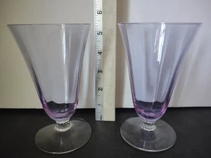Fostoria Wisteria Set of 2 Ice Tea Water Glass Purple 5-1/2" Tall (lot 2713) - Picture 1 of 4