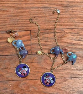 Lot of 2 Vintage Disney Tea Minnie Mouse Matching Charm Necklace and Bracelet - Picture 1 of 1