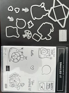 Snailed It Cling Stamp Set And Coordinating Dies Stamping up Slightly used - Picture 1 of 2