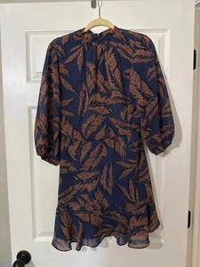 NWOT THML Women’s Blue Print Dress Size Medium - Picture 1 of 7