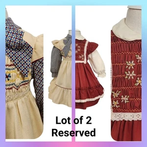 Reserved Lot Of 2- Vtg 1970s Polly Flinders Smocked Dress 2T - Picture 1 of 3