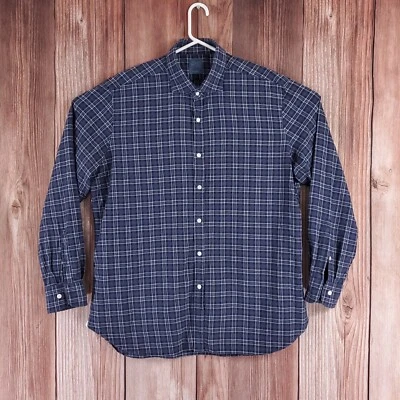 Barba Napoli Dandy Life Mens XL Navy Blue Botton Up Cotton Flannel Shirt Italy - Image 1 of 4