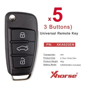 5x Xhorse Universal Wired Remote Smart Key for Audi A6L Style 3 Buttons XKA620EN - Picture 1 of 7
