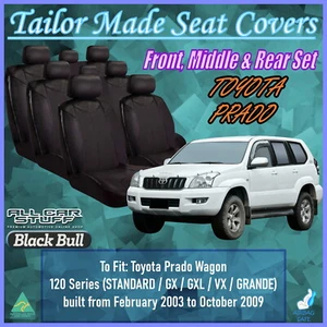 Leather Look Seat Covers for Toyota Prado 120 Series (3 Rows): 02/2003 - 10/2009 - Picture 1 of 12