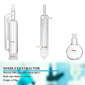 500 ml Soxhlet extraction app. 60/45 Graham Condenser Flat Bottom Flask... - Picture 1 of 13