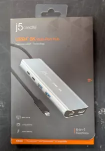 j5create USB4 8K 6-in-1 Multi-Port Hub JCD403 Silver BRAND NEW - Picture 1 of 2