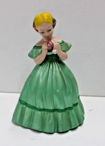 Vintage Holland Mold Vintage 1960s Chalkware Figurine Girl Green Dress 7" - Picture 1 of 4