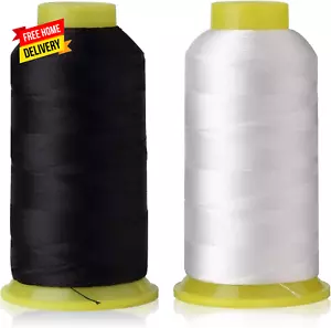 Hilo de coser de nailon adherido T70#69 - carrete de 1500 yardas - (blanco + negro) 2 piezas - Imagen 1 de 6