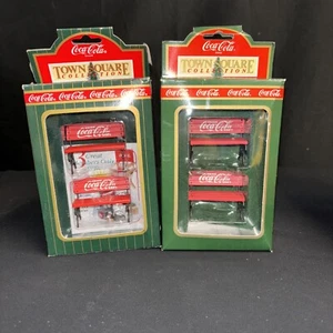 New 1992 & ‘96 COCA-COLA Miniature PARK BENCH Christmas Town Square Collection - Picture 1 of 7
