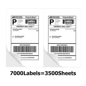 7000 Half Sheet Address Shipping Labels 8.5x5.5 Self Adhesive 2 Labels Per Sheet - Picture 1 of 6