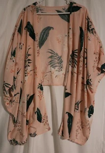 Womens X Small Kimono Style Pajama Set 100% Viscose Pink and Green Modest Pajama - Picture 1 of 5