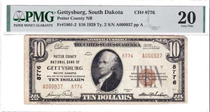 $10 1929 T2 National GETTYSBURG South Dakota SD ๐บ๐ธ Mega Rare Only 2 on Census! - Picture 1 of 2