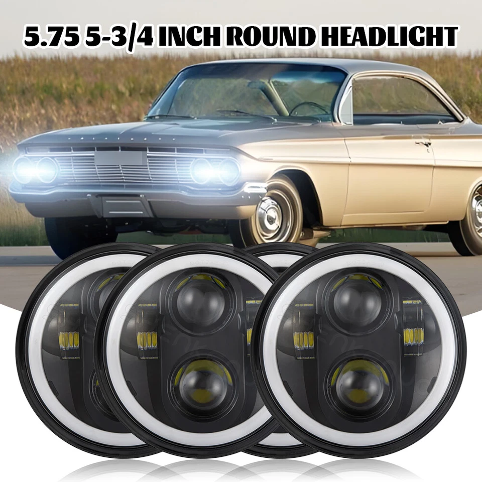 Faro LED negro 4 piezas 5,75" 5-3/4 pulgadas para Cadillac Eldorado 1958-1974 Calais Foto 1 de 4