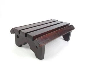 Vintage Country Farmhouse Primitive Solid Wood Step Stool With Slats - Picture 1 of 5