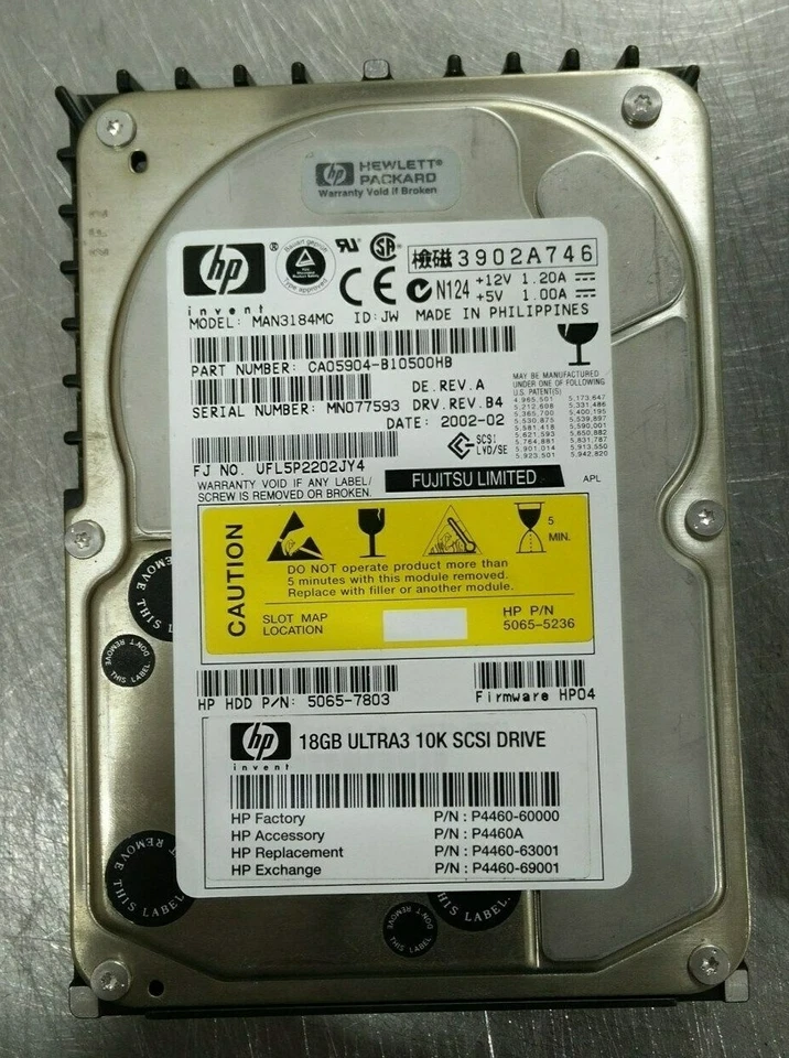 HP 5065-7803 / P4460-60000 18GB 10K RPM Ultra3 80-Pin 3.5" SCSI Hard Disk Drive - Image 1 of 1