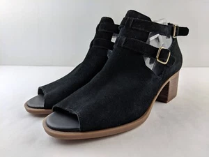 NEW UGG Koolaburra Sophy Peep Toe Booty Sandal Women US 9.5 Black Suede Buckle - Picture 1 of 17