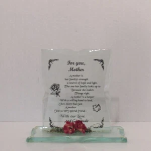 Placa de inscripción de vidrio grueso sin marca, PARA TI MADRE con dos rosas rojas - Imagen 1 de 10