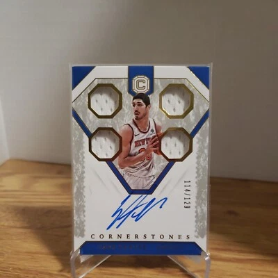 2018-19 Panini Cornerstones Quad Auto Jersey Enes Kanter 114/129 New York Knicks - Image 1 of 4