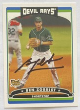 BEN ZOBRIST RC SIGNED IP 2006 TOPPS UH133 TAMPA BAY DEVIL RAYS ROOKIE AUTO