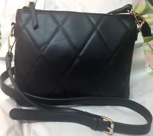 womens black leather handbag shoulder bag - Picture 1 of 10
