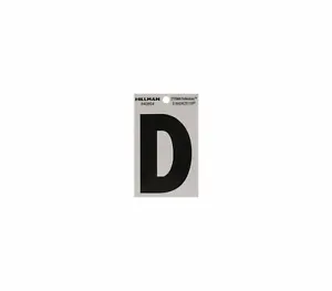 Hillman #840804 3" Letter D Reflective Square-Cut Mylar, Black on Silver - Picture 1 of 1