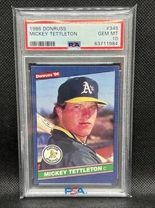 1986 Donruss #345 Mickey Tettleton Oakland A's Rookie Card RC PSA 10 Gem Mint - Picture 1 of 2