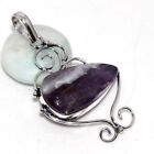 Banded Amethyst 925 Silver Plated Gemstone Pendant 2" Independence Day Gifts P80