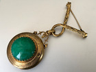 Fabulous Antique Jeweller Brooch with Green Cabochon & an Eagle on the back