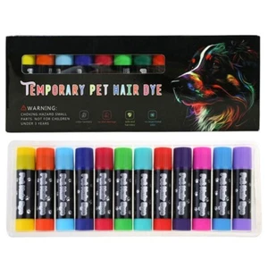 Dog Grooming Chalk 12 Colors Set Safe Washable Hair Chalk for Halloween - Picture 1 of 8