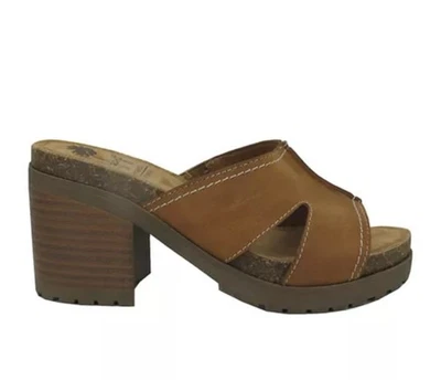 Jellypop Womens Size 8M Lagoon Lug Slide Sandals Chunky Heel Y2K Tan - Image 1 of 4