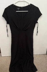 Vestido clásico de manga corta tejido negro pequeño Talbots Petites para mujer 2 P - Imagen 1 de 5