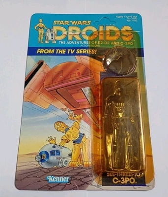VINTAGE KENNER STAR WARS 1985 DROIDS C-3P0 CARDBACK & BUBBLE ONLY *NO FIGURE*  - Image 1 of 4