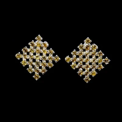Pendientes de plata de ley 925 redondos zafiro amarillo piedras preciosas naturales joyería Foto 1 de 4