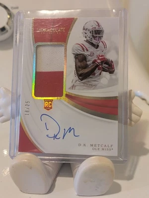 2019 DK Metcalf /25 Panini Immaculate Collection Gold Rookie Jersey ON CARD Auto - Image 1 of 3