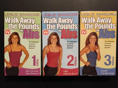 Set of 3 Leslie Sansone Walk Away the Pounds For ABS VHS 1, 2 & 3 mi. New Sealed - Image 1 of 4