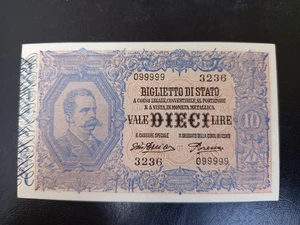 Rarissima 10 LIRE EFFIGIE UMBERTO I 1918 Ultimo Pezzo Di Serie 0999999 R⁴ FDS - Foto 1 di 7